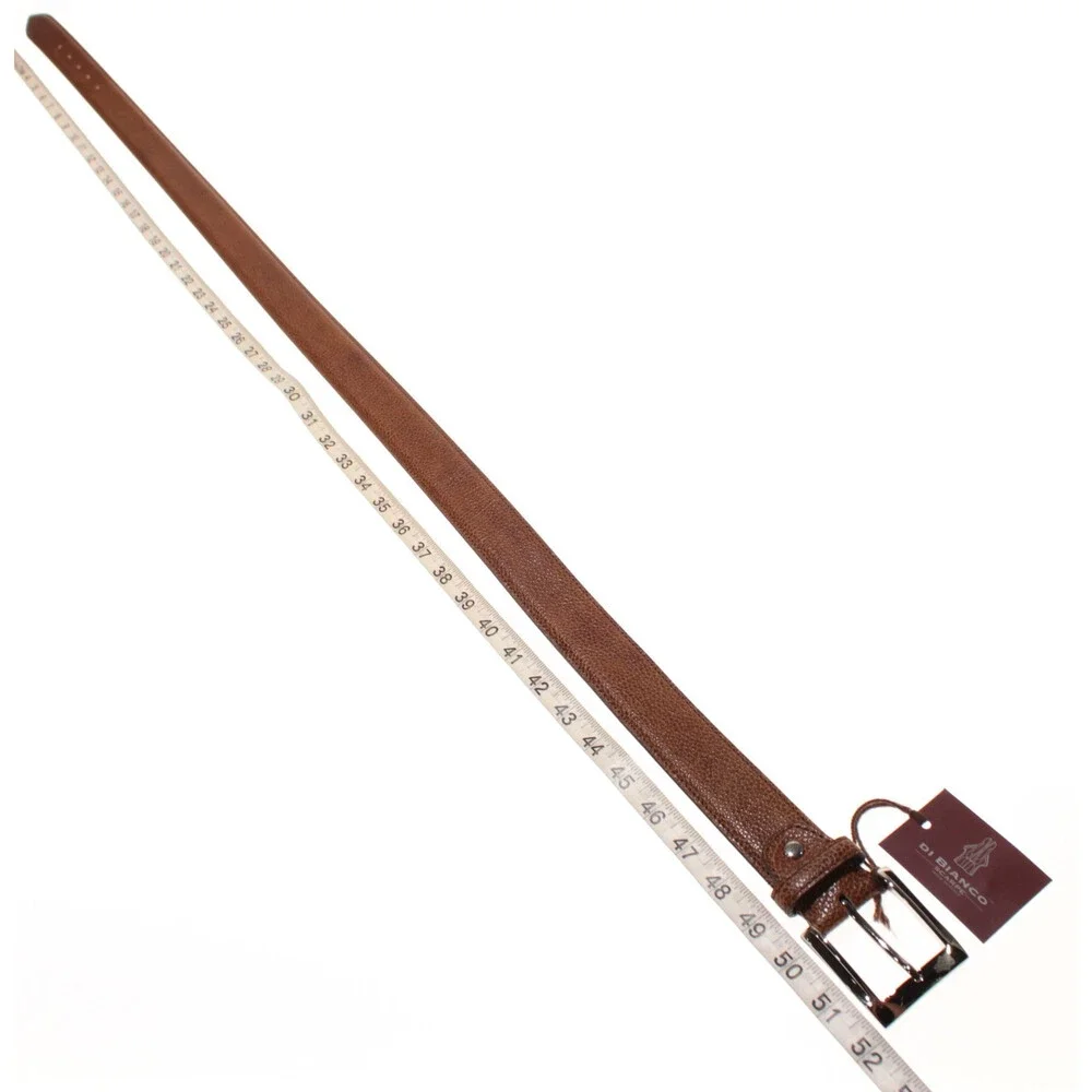 Di Bianco NWT Cut to Size Dress Belt In Solid Brown Pebbled Leather One Size